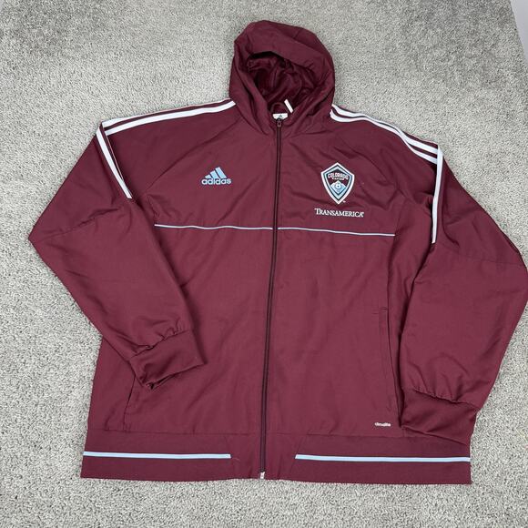 Colorado Rapids Jacket Mens 2XL Red MLS Soccer Adidas Climalite Hooded - Picture 2 of 10